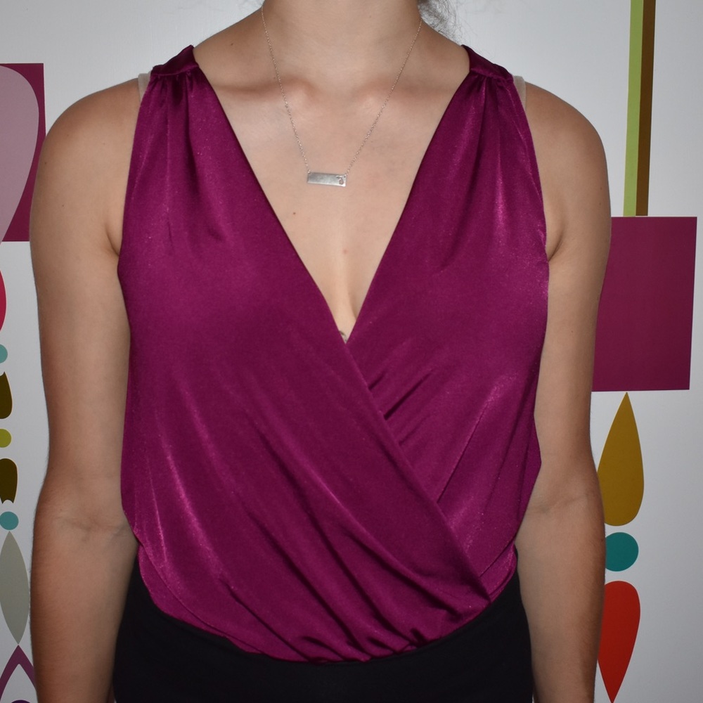 Express silky purple bodysuit